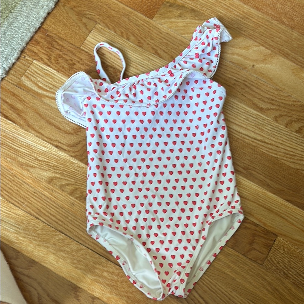 Roller Rabbit Pink Heart One-Shoulder Swimsuit